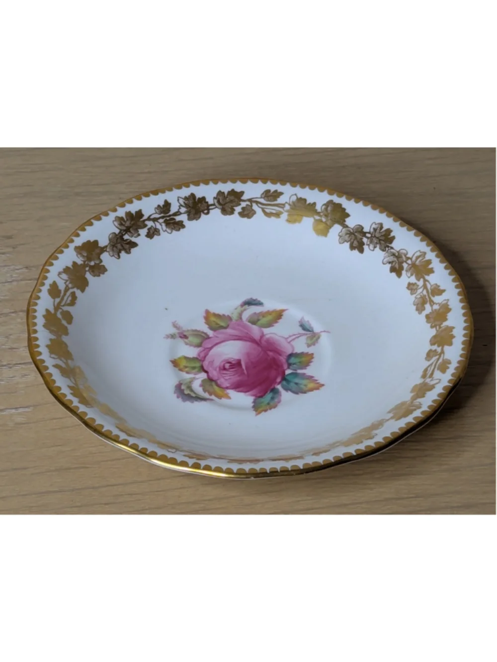 Royal Chelsea Bone China Tea Cup and Saucer Set, White and Gold Vintage